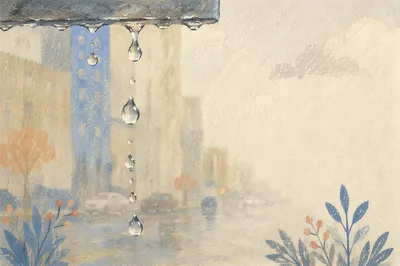Rain Droplets on Blurred City Window