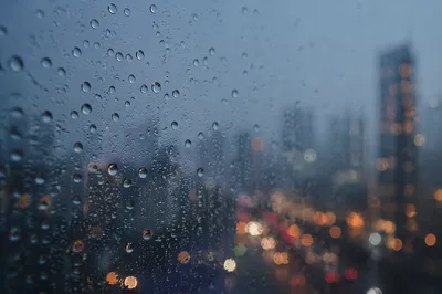 Rain Drops on Window City Bokeh