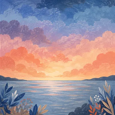 Rainbow Gradient Ocean Sky Creation Background