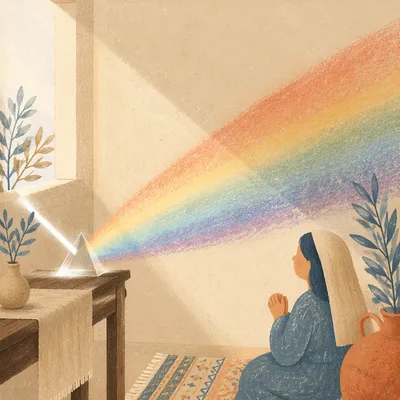 Rainbow Prism Light on Cream Wall