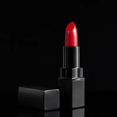 Bold Red Lipstick on Black Background