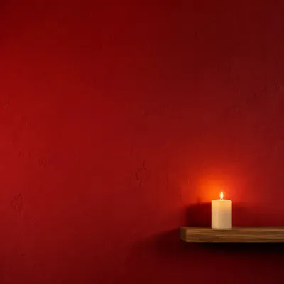 Vibrant Red Prayer Corner with Candle