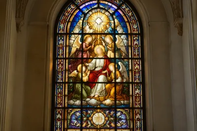 Hopeful Stained Glass Chapel Comfort Background