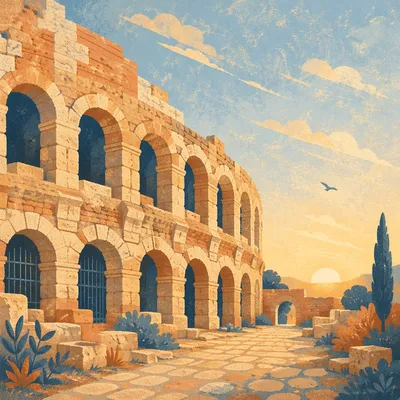 Sunrise Path by Ancient Roman Ruins