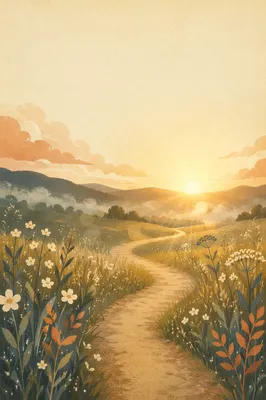 Sunrise Meadow Path of Hope Background