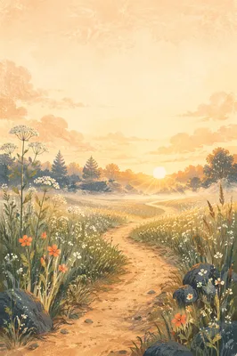 Sunrise Meadow Path of Hope Background