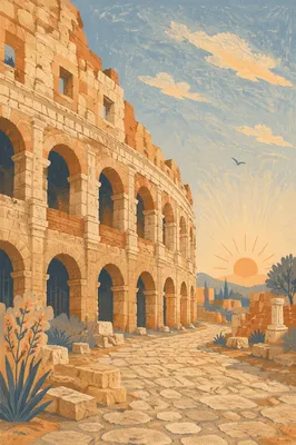Sunrise Path by Ancient Roman Ruins