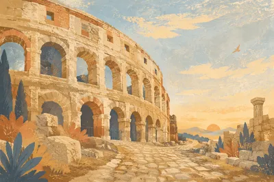 Sunrise Path by Ancient Roman Ruins