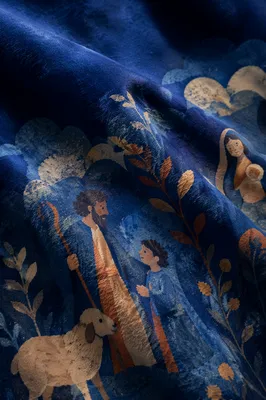 Deep Royal Blue Velvet Draped Background