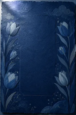 Royal Blue Botanical Tulip Paper Background