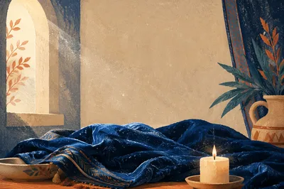 Royal Blue Velvet and Candle Background