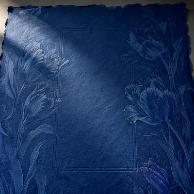Deep Royal Blue Botanical Paper Background