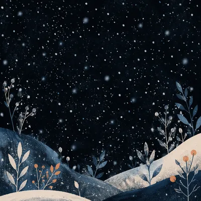 Soft Snowfall on Dark Christmas Night