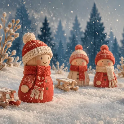 Soft Snowfall Christmas Ornaments in Winter Woodland
