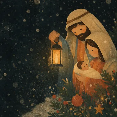 Soft Snowfall Christmas Lantern Background