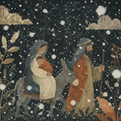 Soft Snowfall on Dark Christmas Night