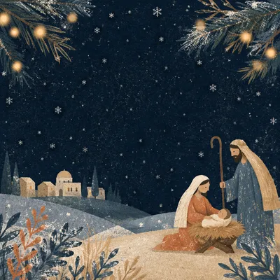 Soft Falling Snow Christmas Night Background