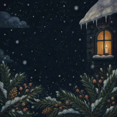 Soft Snowfall Over Candlelit Christmas Night