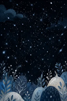 Soft Christmas Snow on Dark Night