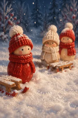 Soft Snowfall with Wooden Christmas Ornaments