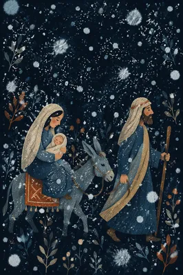 Soft Snowfall on Dark Christmas Night