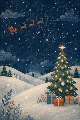 Soft Snowfall Christmas Night Background