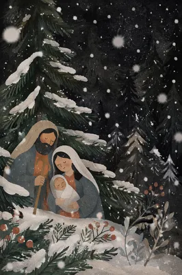 Soft Snowfall Over Dark Christmas Pines