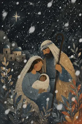 Soft Snowfall on Dark Christmas Night
