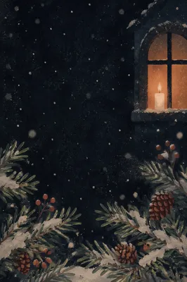 Soft Christmas Snow on Dark Winter Night