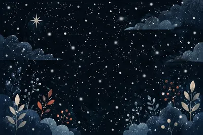 Soft Christmas Snowfall on Dark Night