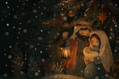 Soft Snowfall Lantern Christmas Background