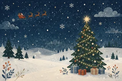 Soft Snowfall Christmas Night Background