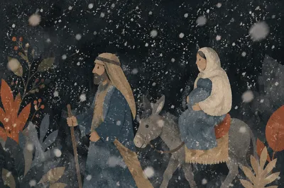 Soft Falling Snow on Dark Christmas Background