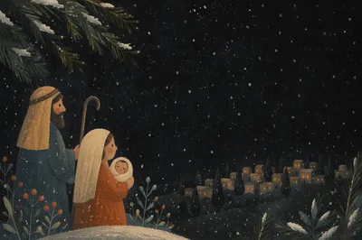 Soft Falling Snow Christmas Night Background