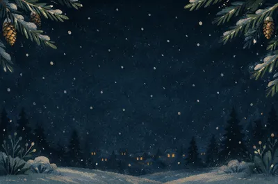 Soft Snowfall Over Christmas Night Background