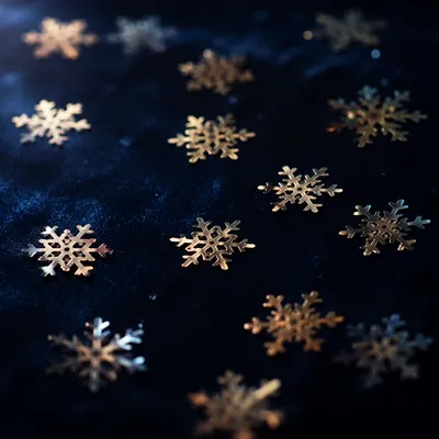 Golden Snowflake Confetti on Midnight Velvet
