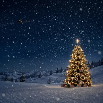 Soft Snowfall Christmas Night Background