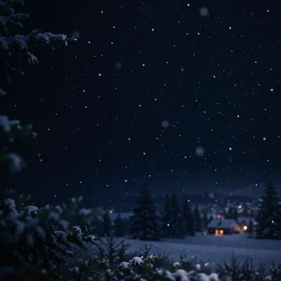 Soft Christmas Snowfall on Dark Woodland