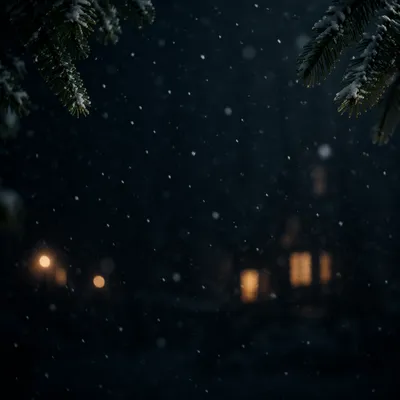 Soft Christmas Snowfall on Dark Night