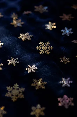 Soft Falling Snowflakes on Midnight Velvet