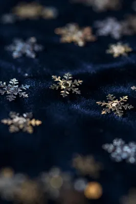 Soft Falling Snowflake Confetti on Midnight Velvet