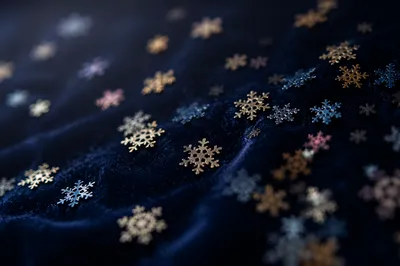 Soft Falling Snowflakes on Midnight Velvet