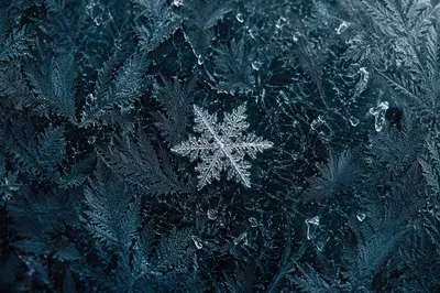 Glowing Snowflake on Frozen Ice Texture