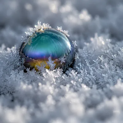 Macro Snow Crystals with Iridescent Sphere