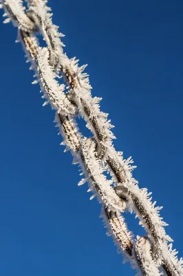 Frosted Chain Against Deep Winter Sky