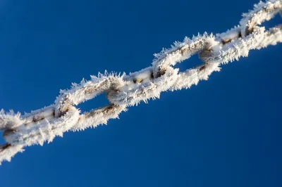Frosted Chain Against Cobalt Winter Sky