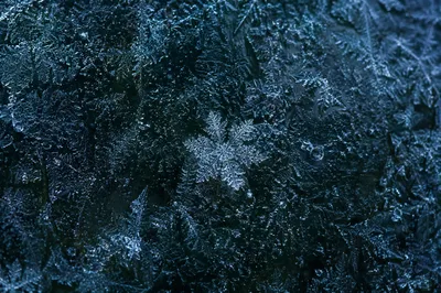 Glowing Snowflake on Dark Icy Texture