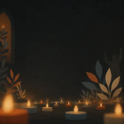 Soft Golden Candle Bokeh in Darkness