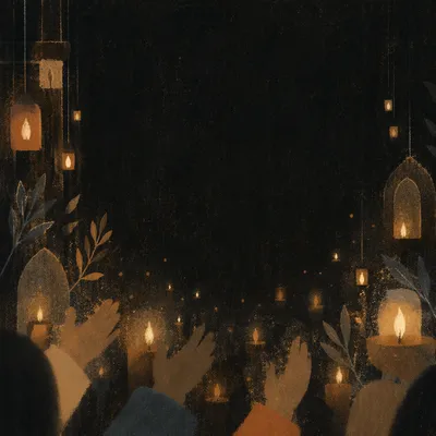 Soft Golden Bokeh Lights in Darkness