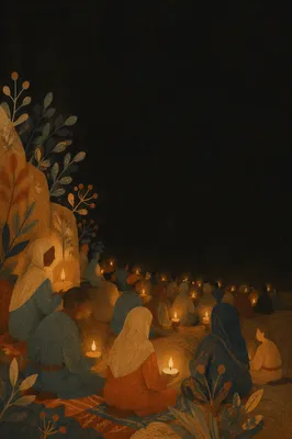 Warm Amber Bokeh Lights in Darkness